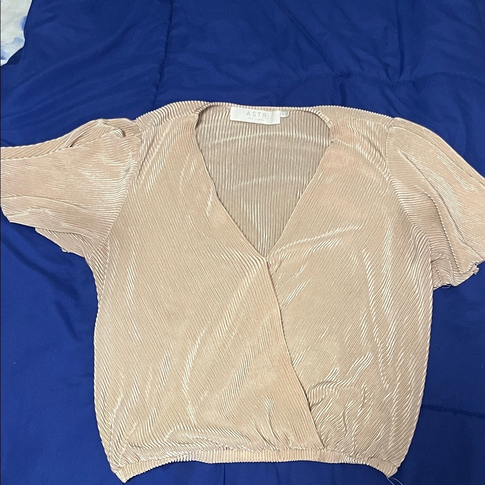 Astr Cream Pleated Wrap Blouse